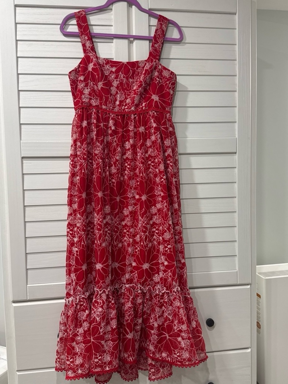 Sachin & Babi red Floral Tiered Sundress - Casual Sleeveless Dress